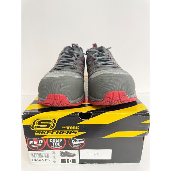 -1545 Skechers For Work Grey Red-US 10 Mens - Picture 2 of 5